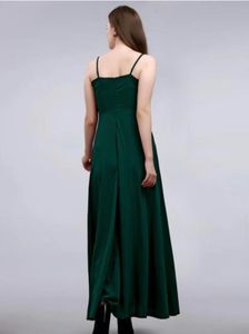 Elegant Dark Green High-Slit Maxi Dress