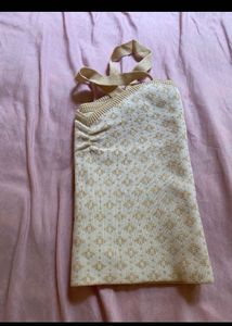 Cute Cream Knit Crop Top Set