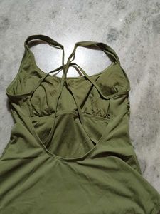 Olive Green Ribbed One-Piece Swimsuit