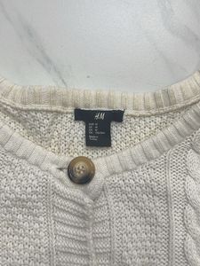 H&amp;M White Cable Knit Cardigan
