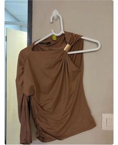 Chic Brown Asymmetrical Top
