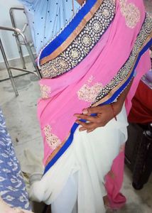 Elegant Pink Embroidered Saree
