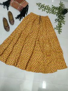 Yellow Printed Ethnic Skirt 💐🌸😚