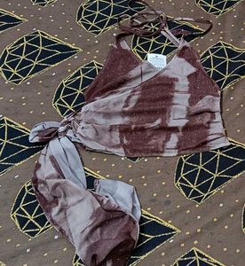 Stylish Brown Halter Neck Top