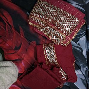 Elegant Maroon 🅰️Kurta Set with Sequins