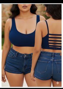 Navy Blue Cropped Tank Top