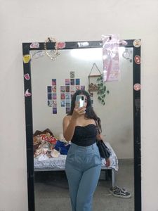 Stylish Light Blue High-Waisted Pants