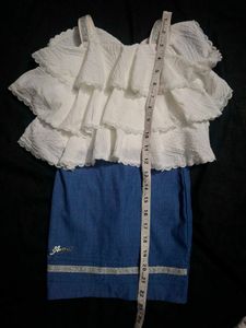 Cute Blue Skirt Set for Girls
