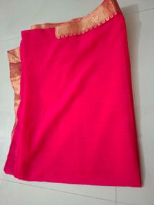 Elegant Pink Saree with Golden Border
