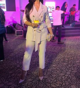 Chic Pink Double-Breasted Blazer and Pants Set
