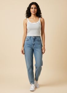 ribbed tank top- black and white stripes