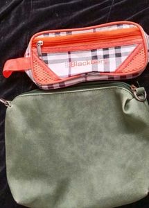 Blackberry Pouch and Green Clutch