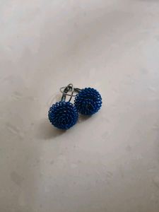 Unique Blue Wire Ball Earrings