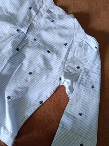 Blue Striped Floral Shirt