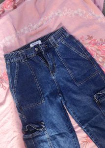 Blue Denim Cargo Pants