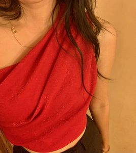 Red One-Shoulder Crop Top