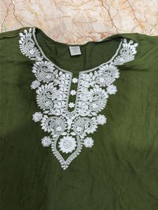 Green Embroidered Kurta