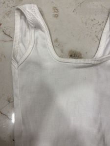 White Ribbed Tank Top