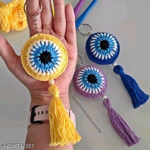 Cute Crochet Sun Keychain