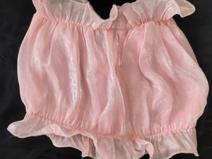 Cute Pink Ruffled Sheer Top