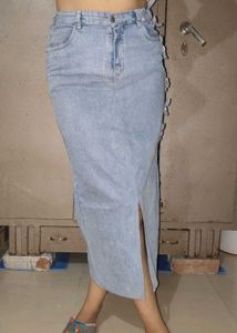 Trendy Light Wash Denim skirt Jeans
