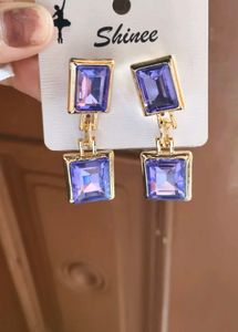 Elegant Purple Gemstone Drop Earrings