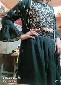 Black Sequin sarara set with shrug.