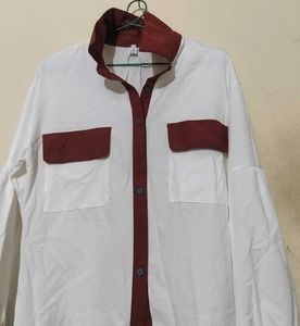 Chic White &amp; Maroon Blouse