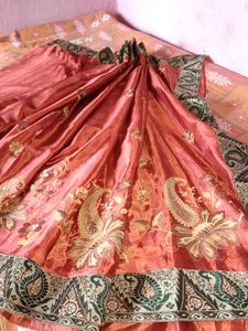 Elegant Red Silk Saree with Gold Embroidery