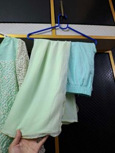 Pastel Green Embroidered Kurti Set