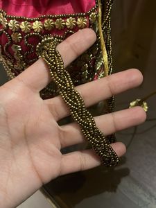 Magenta Pink  Beaded Potli Bag