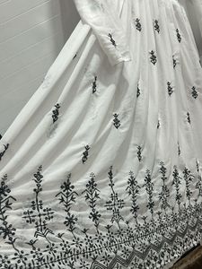 White Kurta with Black Embroidery and dupatta