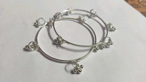Elegant Silver Bangles with Bells