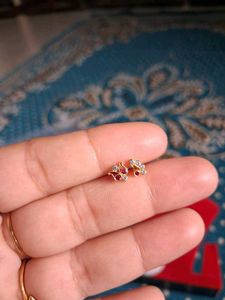 Elegant Gold &amp; Stone Stud Earrings