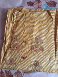 Embroidered Yellow Kurti