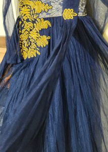Navy Blue Anarkali Gown With Attatch Dupatta