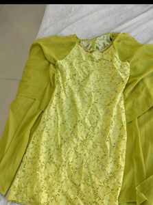 Lace Worked Green Dress