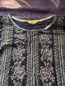 Navy Blue Printed Kurti