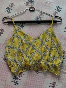 Yellow Printed Crop Top