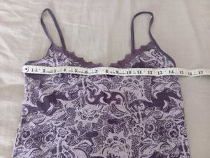 Purple Floral Lace Trim Cami Top