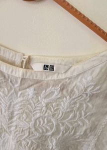 Chic White Embroidered Peplum Top