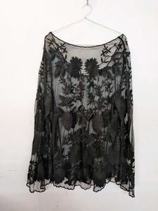 Sheer Black Floral Lace Top