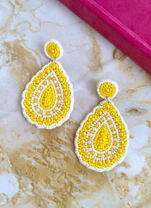 Yellow Beaded Earrings
