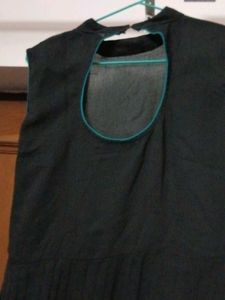 Black long dress with Teal Rose Print