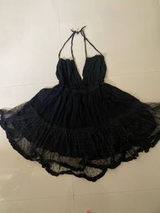 Chic Black Halter Neck Mini Dress