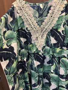 Tropical Print Crochet Cover-Up