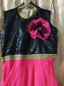 Stunning Pink &amp; Black Embellished Gown