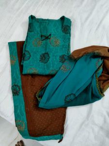 Elegant Green N Brown colour Kurta Set