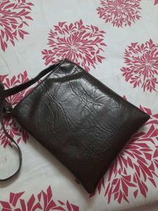 Dark Brown Faux Leather Crossbody Bag