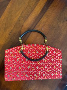 Red Embroidered Handbag